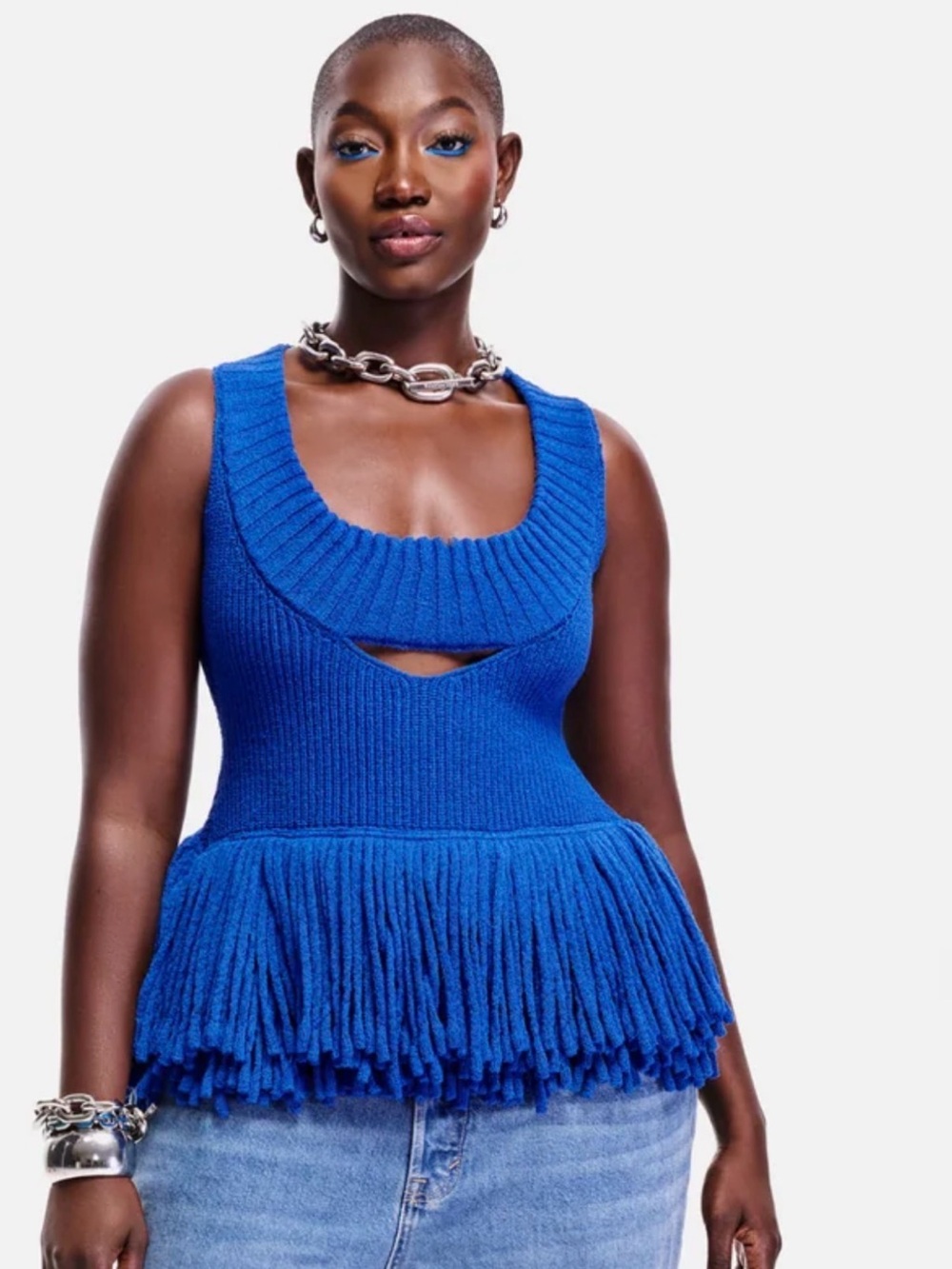 Hanifa Niyah Fringe Knit Tank Top | Large